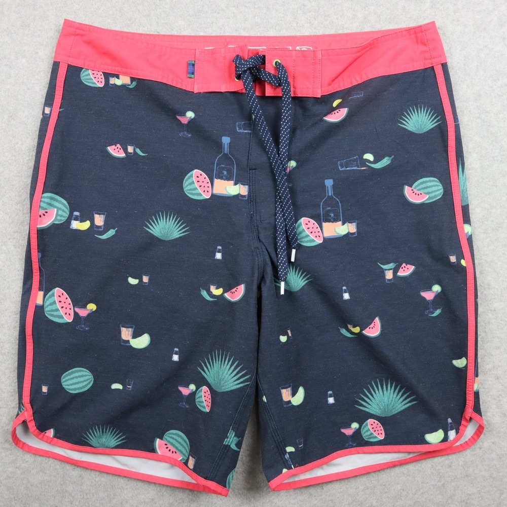 William Murray Board Shorts Mens 34 Surf Swim‎ Beach Trunks Blue Tropical Drink